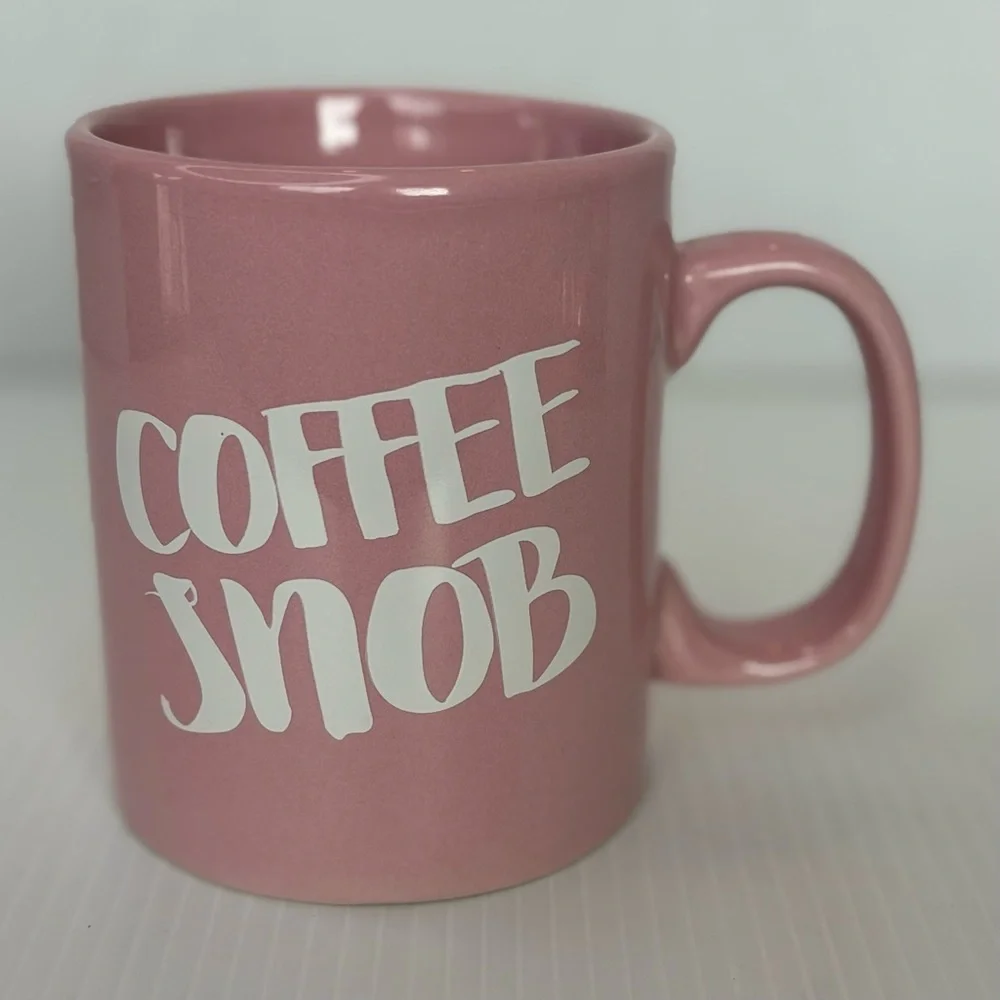 COFFEE SNOB COFFEE MUG. Art Deco Print Mug PINK & WHITE